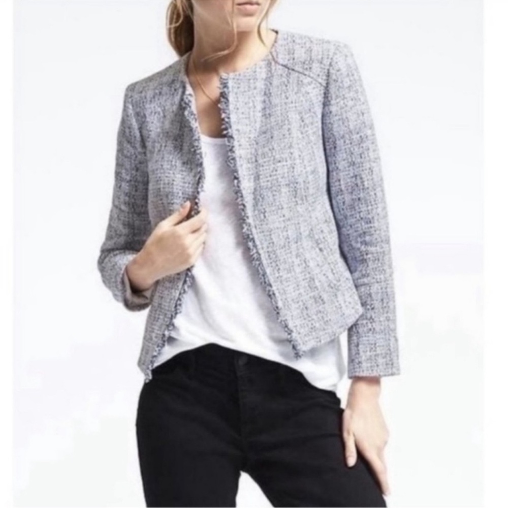 BANANA REPUBLIC Nova Fides Tweed Cropped Blazer Jacket Women’s 4